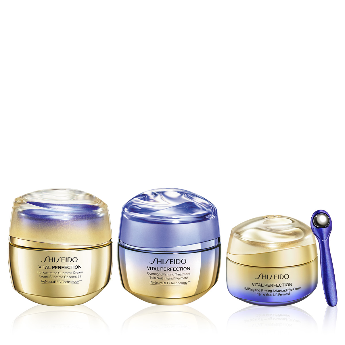 SHISEIDO - VITAL PERFECTION DAY & NIGHT SUPREME ROUTINE SET - Retinol İçeren Göz Kremi & Olgun Ciltler İçin Cildi Sıkılaştıran Gündüz ve Gece Kremi Seti